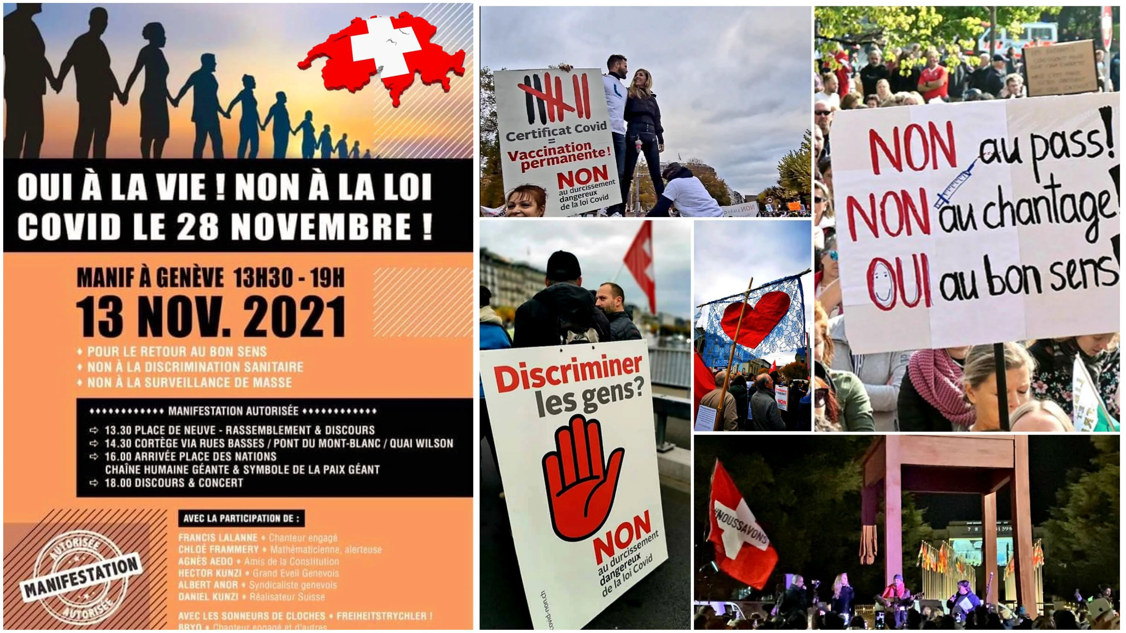 Chaîne humaine à Genève 13.11.21 🇨🇭 NON À LA LOI COVID-19 LE 28 NOVEMBRE !